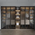Modern Wardrobe Interior Design With Glass Doors Hanging Clothes Shelves And Drawers