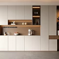 Modern Wine Cabinet With Glass Doors LED Lighting And Wine Bottles In Interior Design