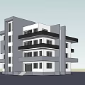 Modern Multi Story Apartment Building With White Gray Exterior And Balconies