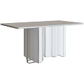 Modern Dining Table With Sleek Marble Top And Stylish Metal Legs Design