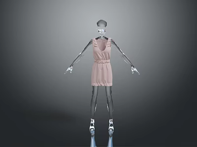 Stylish Pink Sleeveless Women Dress with Casual Design and Comfort Fit 3d model