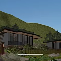 Modern Mountain Villas with Large Windows Terrace and Natural Greenery