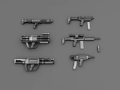 Different Types of Sci Fi Weapons With Modern Design And Details 3d model