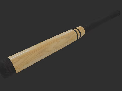 Wooden Baseball Bat With Black Grip And Stripes As Self Defense Weapon 3d model