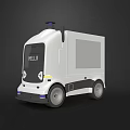 Functional White Vehicle With HELLO Text And Blue Top Light For Urban Delivery
