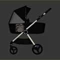 Black Modern Baby Stroller With Metal Frame Comfortable Handle And Sleek Design