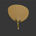 Bamboo Fan Wall Hanging With Natural Slats And Wooden Handle For Home Decor