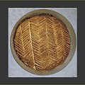 Delicious Golden Round Braided Puff Pastry on Light Blue Square Platter and Gold Base Plate