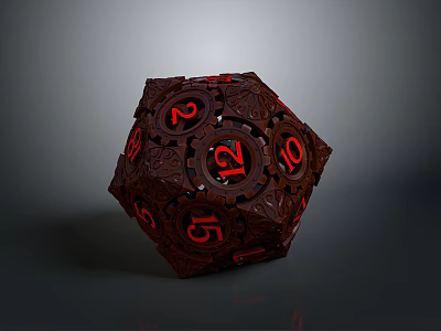 Deep Red Carved Dice With Red Numbers For Tabletop Games And Home Decor 3d model