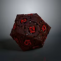 Deep Red Carved Dice With Red Numbers For Tabletop Games And Home Decor