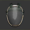 Clear Transparent Face Shield With Green Straps And Golden Frame Design