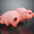 Two Adorable Pink Pig 3D Models With Brown Stain On One And Smooth Texture