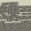 Intricate Garden Ornament Stone Maze Design With Pathways And Stone Wall Structure