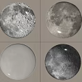 Circular Wall Decor With Moon Surface Texture In Neutral Gray White Tones 3d model