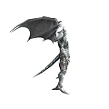 Game Movie Character With Metallic Armor And Large Black Wings In Dark Fantasy Style