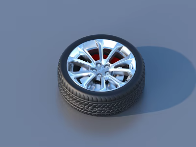 Stylish Car Tire With Silver Alloy Wheel And Detailed Tread Pattern Design 3d model