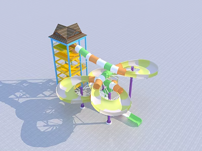 Colorful Playground Equipment with Tower Structure and Curved Slides for Kids Fun Outdoor Use 3d model