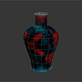Decorative Blue Red Vase With Cross Patterns As Household Decorative Item