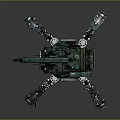 Mechanical Four Legged Combat Robot Game and Movie Character with Weapons and Sci Fi Design