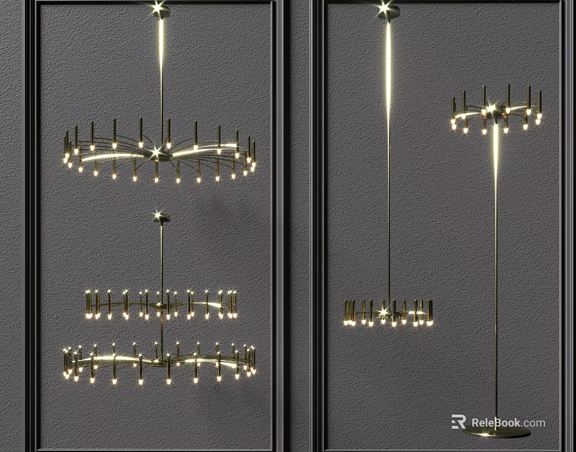 Modern Chandeliers With Metal Frame LED Lights And Contemporary Design 3d model 