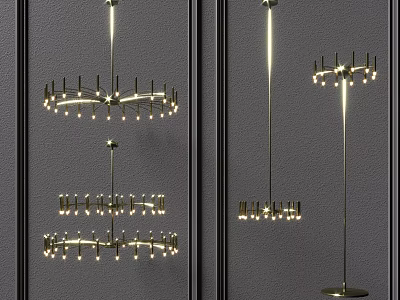 Modern Chandeliers With Metal Frame LED Lights And Contemporary Design 3d model