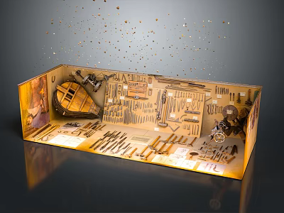 Organized Hardware Tools in Storage Box with Wrenches Screwdrivers and Tape Measures 3d model
