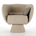 Modern Beige Single Sofa Featuring Gray Cushion Rounded Design And Unique Base 3d model