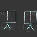 Two Blank Whiteboards On Stable Tripod Stands Against Black Background