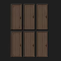 Set of Six Wooden Hinged Doors with Wood Grain Design and Classic Handles