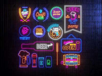 Modern Decorative Light Bar Neon Neon Light Dining Neon Light 3d model