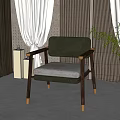 Elegant Modern Green Velvet Upholstered Dining Chair With Wooden Armrests And Metal Legs