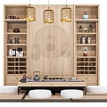 Modern Zen Tea Table and Chair Combination 3d model