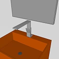 Modern Silver Faucet On Vibrant Orange Basin With Wall Mounted Mirror