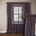 Purple Curtains with Sheer Layers for Window Pleated Top and Decorative Metal Rod