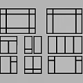 Various Window Frame Designs With Black Frames And Glass Panels On 3d model