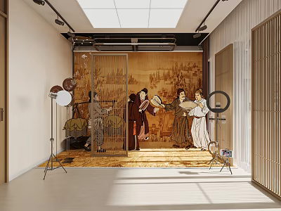Traditional Style Photography Studio With Costumes And Lighting 3d model