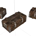 Vintage Wooden Boxes With Metal Clasps And Straps On White Background