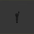 Gray Machine Gun with Barrel Magazine and Stock on Gray Background with Focused Light