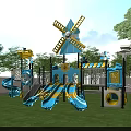 Outdoor Playground Equipment With Colorful Slides Windmill Climbing Frame And Swings For Kids Fun Activities