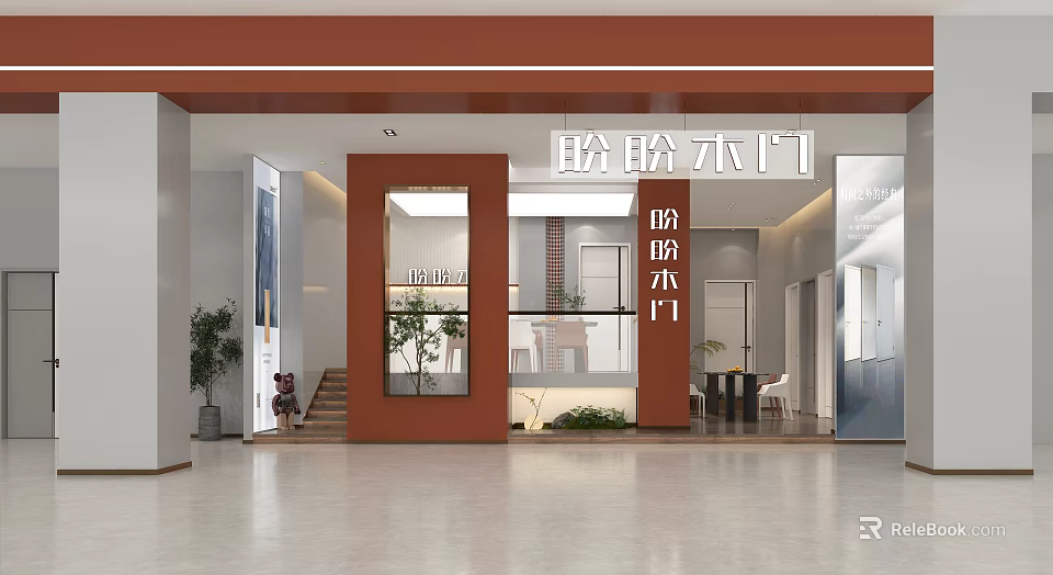 Pan Pan Wooden Doors Retail Store With Modern Showroom And Interior Design 3d model 