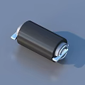 Black Cylindrical Electronic Component With Metal Pins And Smooth Surface 3d model