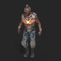 A Man Wearing Colorful Chest Armor Camouflage Pants Knee Pads And Boots