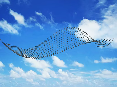 Wave Shaped Ceiling Design With Dot Matrix And Sky Background 3d model