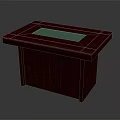 Elegant Mahogany Wood Furniture Table Featuring Green Rectangular Panel Design And Solid Structure