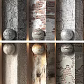Diverse Textured Wall Surfaces Showcasing Brick Cracked And Spherical Decor Elements