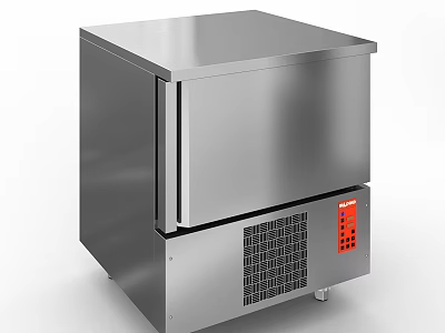 Stainless Steel Kitchen Equipment Cabinet With Door Bottom Ventilation Grille And Red Control Panel 3d model