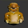 Detailed Orange Mythical Creature Sculpture With Claws Tentacles And Humanoid Features