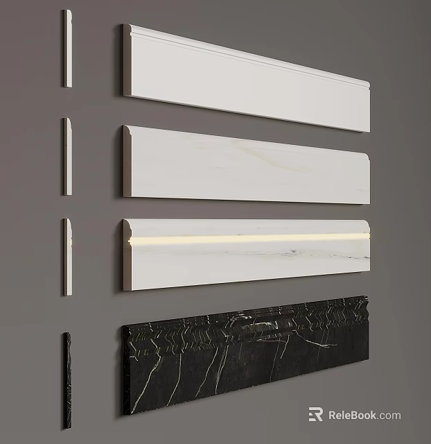 Multiple Decorative Lines With Lights And Textures On Gray Wall 3d model