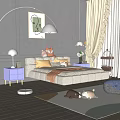 White Upholstered Kids Bed With Yellow Pillows Orange Blanket Green Wall Decorative Painting