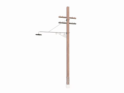 Traditional Wooden Utility Pole Hanging Outdoor Street Light With Simple Design 3d model